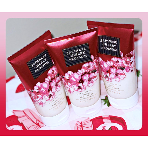 Bath & Body Works 8 oz Japanese Cherry Blossom Creamy Body Scrub Floral x3 - Picture 1 of 5